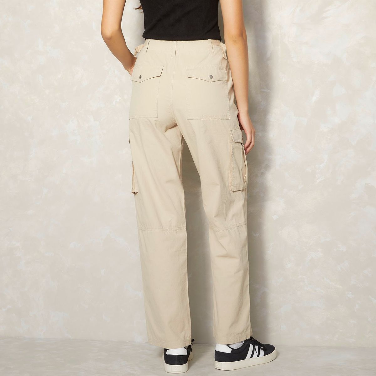 SYBILLA - Pantalón Cargo Sybilla Tiro Medio Mujer 100% Algodón