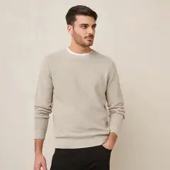BASEMENT - Sweater Algodón Manga Larga Hombre Diseño Liso