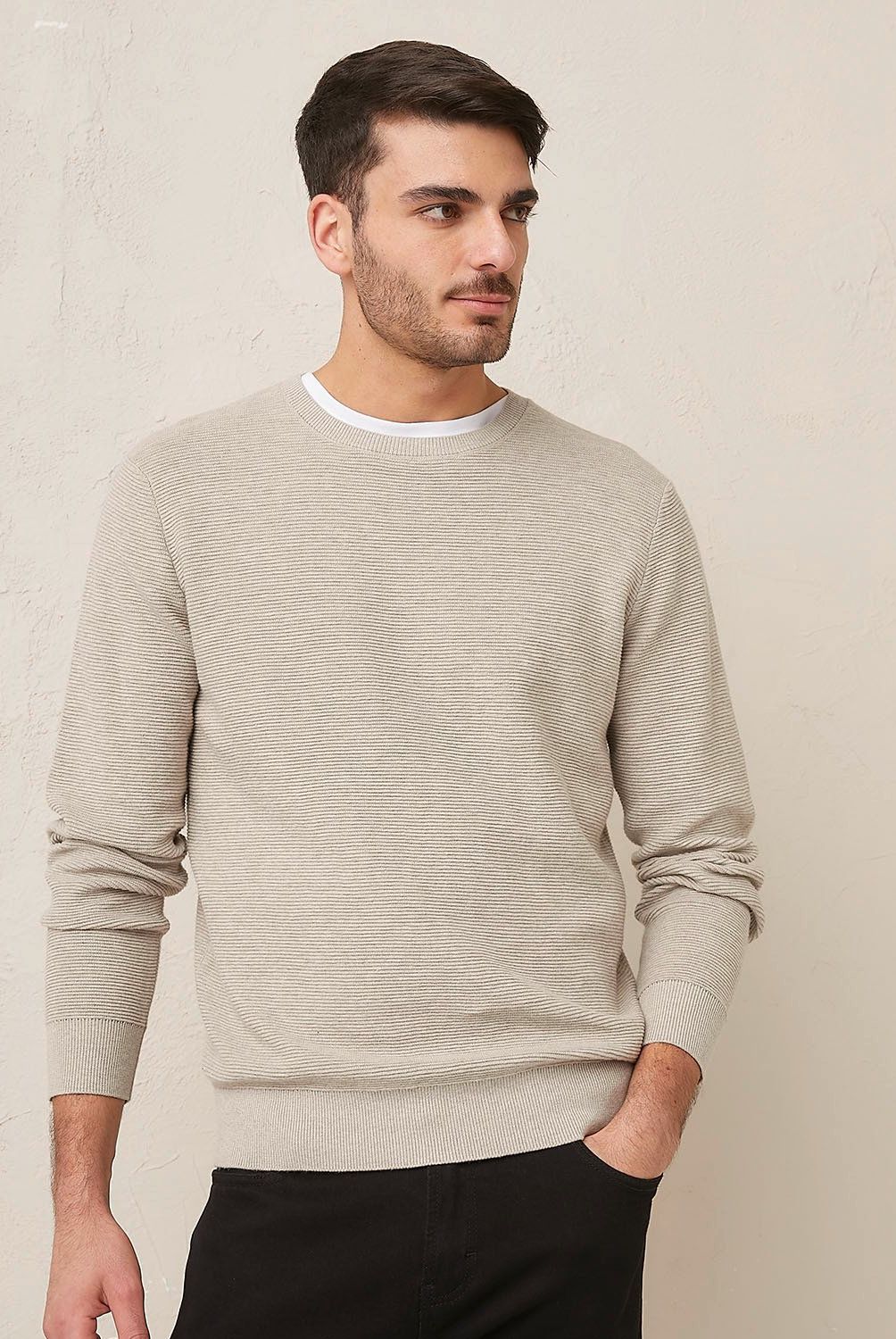 BASEMENT - Sweater Basement Algodón Manga Larga Hombre Diseño Liso