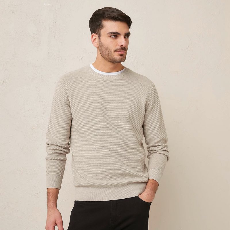 BASEMENT - Sweater Basement Algodón Manga Larga Hombre Diseño Liso