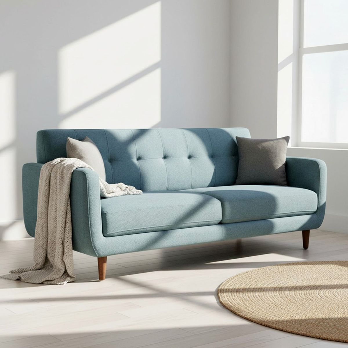 MICA - Sofá 3 Cuerpos Shakira Turquesa Con Cojines Mica