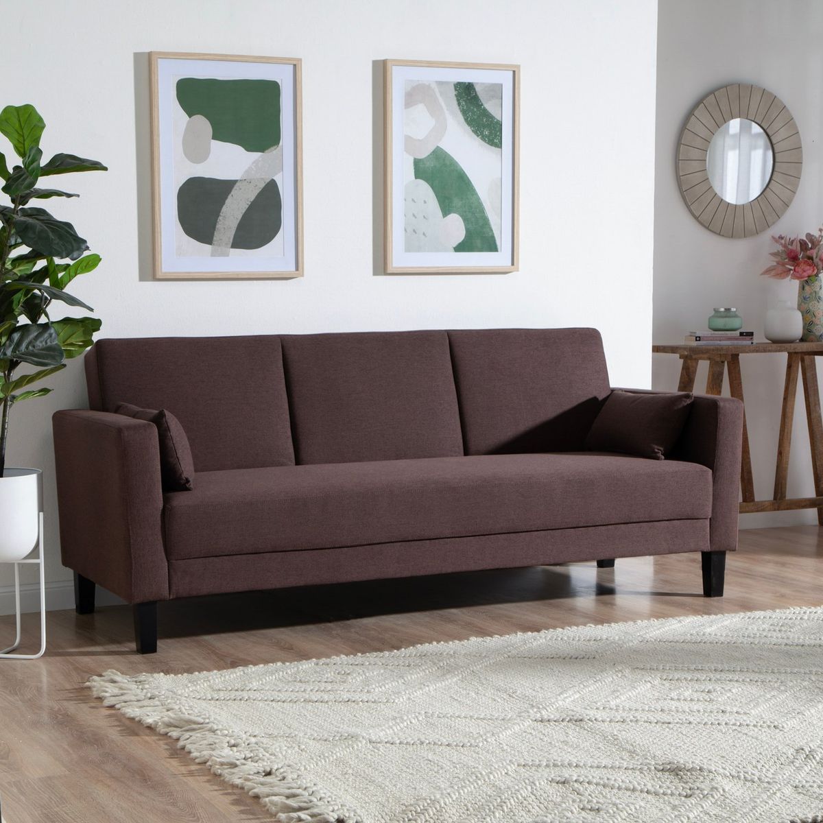 MICA - Sofá Cama Zuri 3 Cuerpos Café Mica