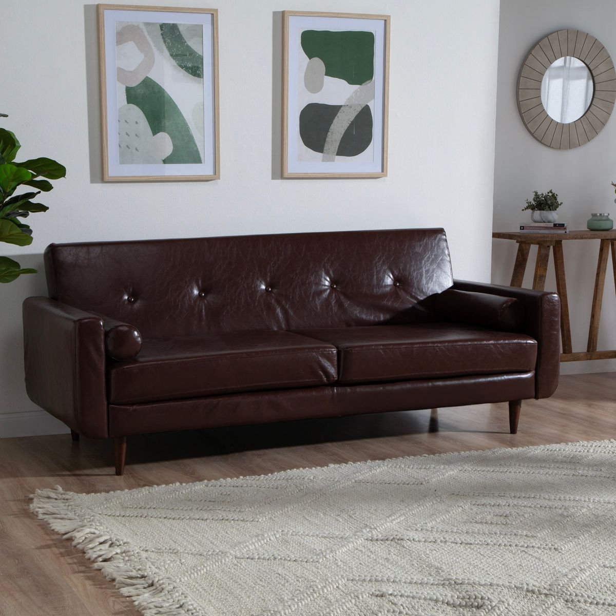 MICA - Sofá Futón Cama Eduardo 3 Cuerpos Café Mica