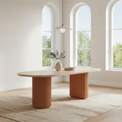 BASEMENT HOME - Mesa De Comedor Victoria Travertino Ovalada