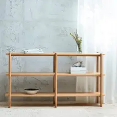 BASEMENT HOME - Estante Bajo Tres Niveles Ponza Natural