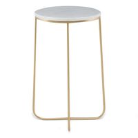 Mesa Lateral Redonda 55 Cm Mármol Pata Dorada Auxiliar