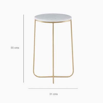 Imagen 2 del producto Mesa Lateral Redonda 55 Cm Mármol Pata Dorada Auxiliar