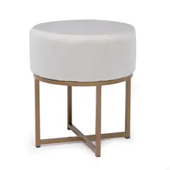ROBERTA ALLEN - Pouff Velvet Metal Blanco 40X45 Cm