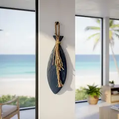 BASEMENT HOME - Adorno Decorativo Pez Madera Cuerda 48X14 Cm Coastal