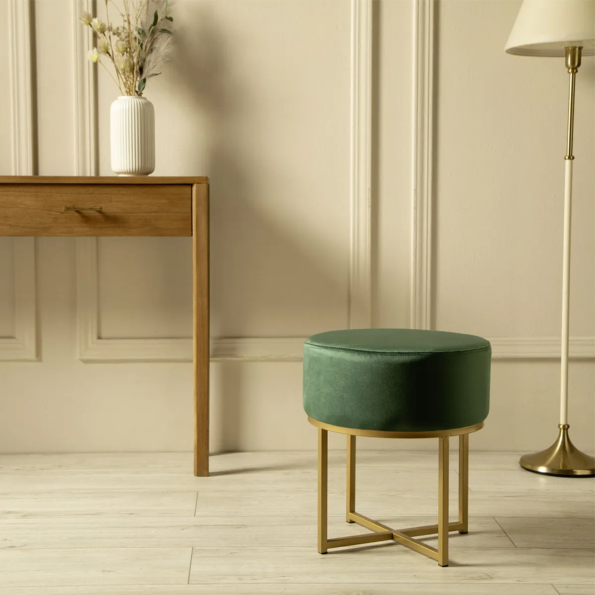 ROBERTA ALLEN - Pouff Velvet Metal Verde 40X45 Cm Roberta Allen