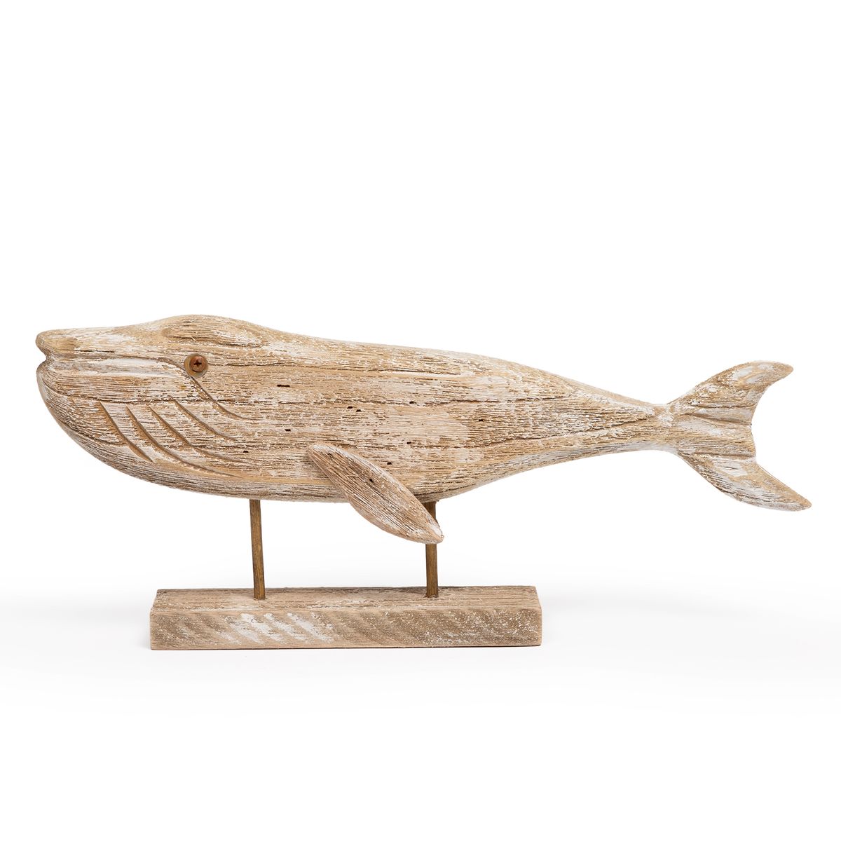 BASEMENT HOME - Adorno Decorativo Pedestal Ballena Madera 17 Cm Coastal Basement Home