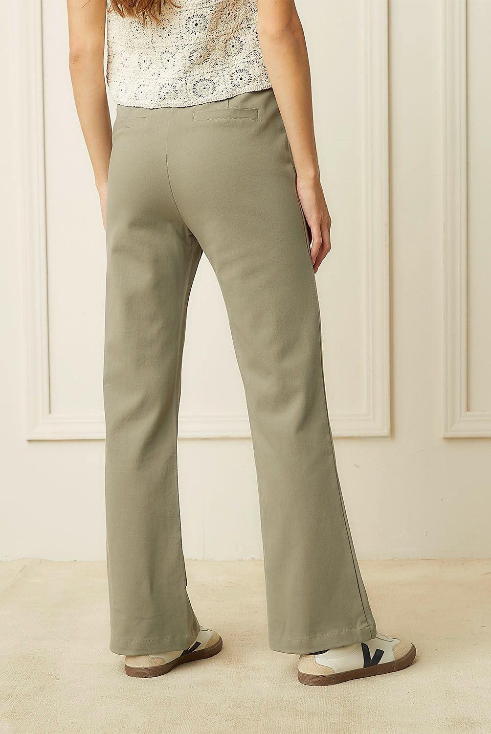 BASEMENT - Pantalón Basement Flare Tiro Alto Mujer Algodón