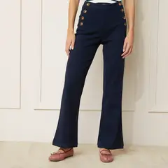 BASEMENT - Pantalón Flare Tiro Alto Mujer Algodón