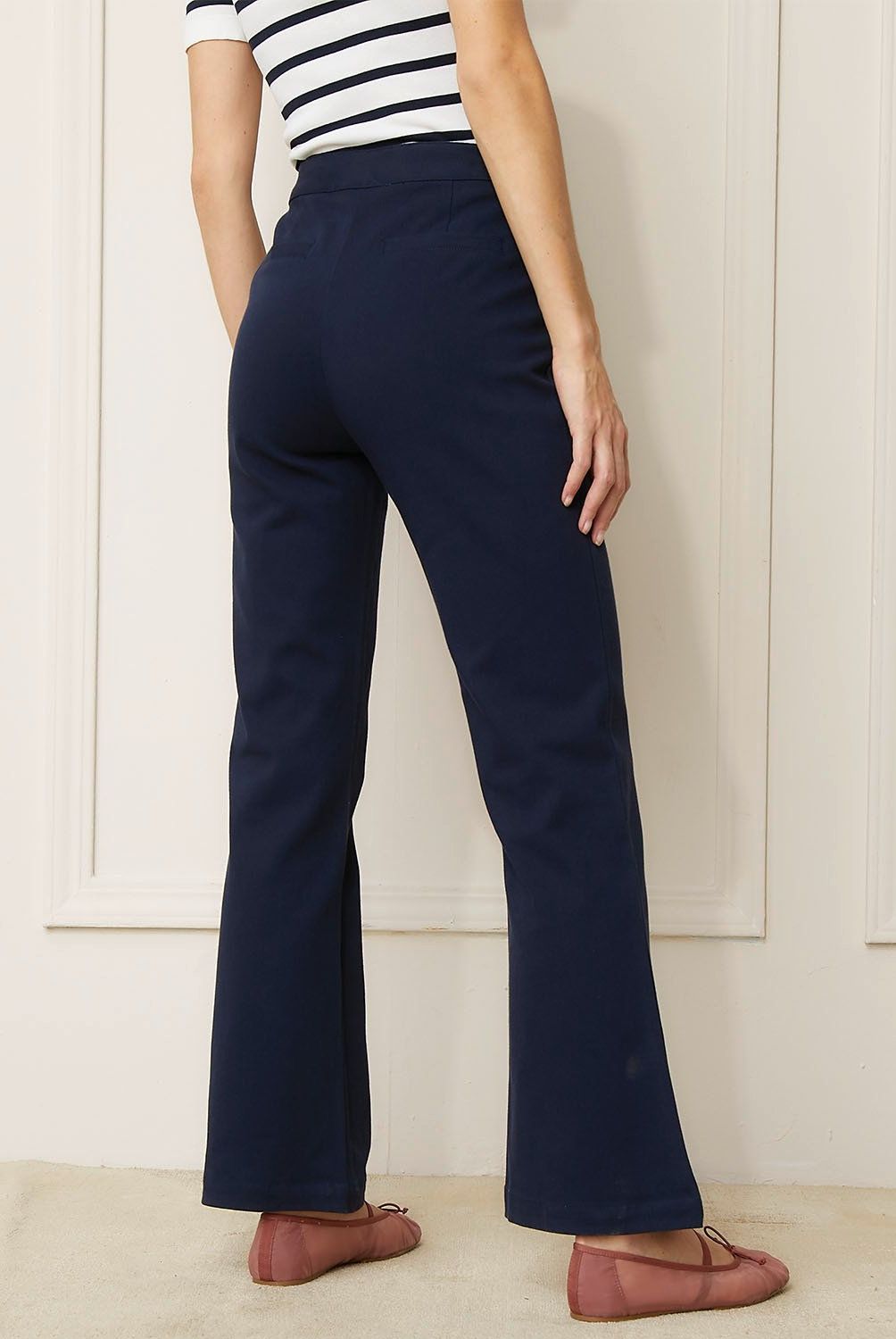 BASEMENT - Pantalón Basement Flare Tiro Alto Mujer Algodón