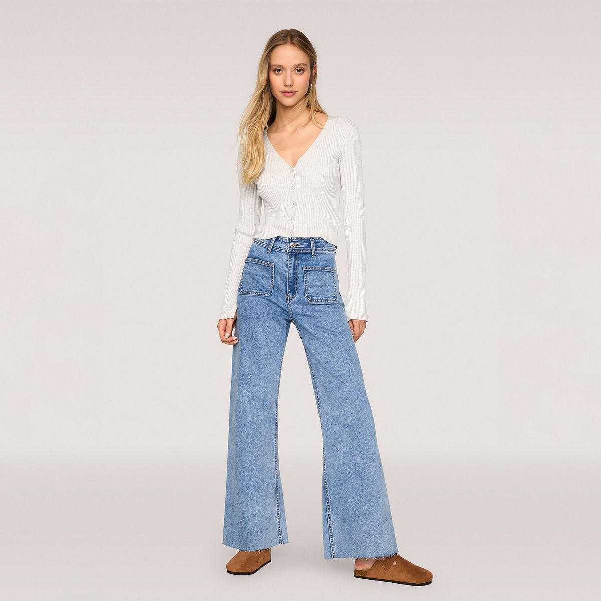 SYBILLA - Jeans Wide Leg Tiro Medio Mujer Sybilla