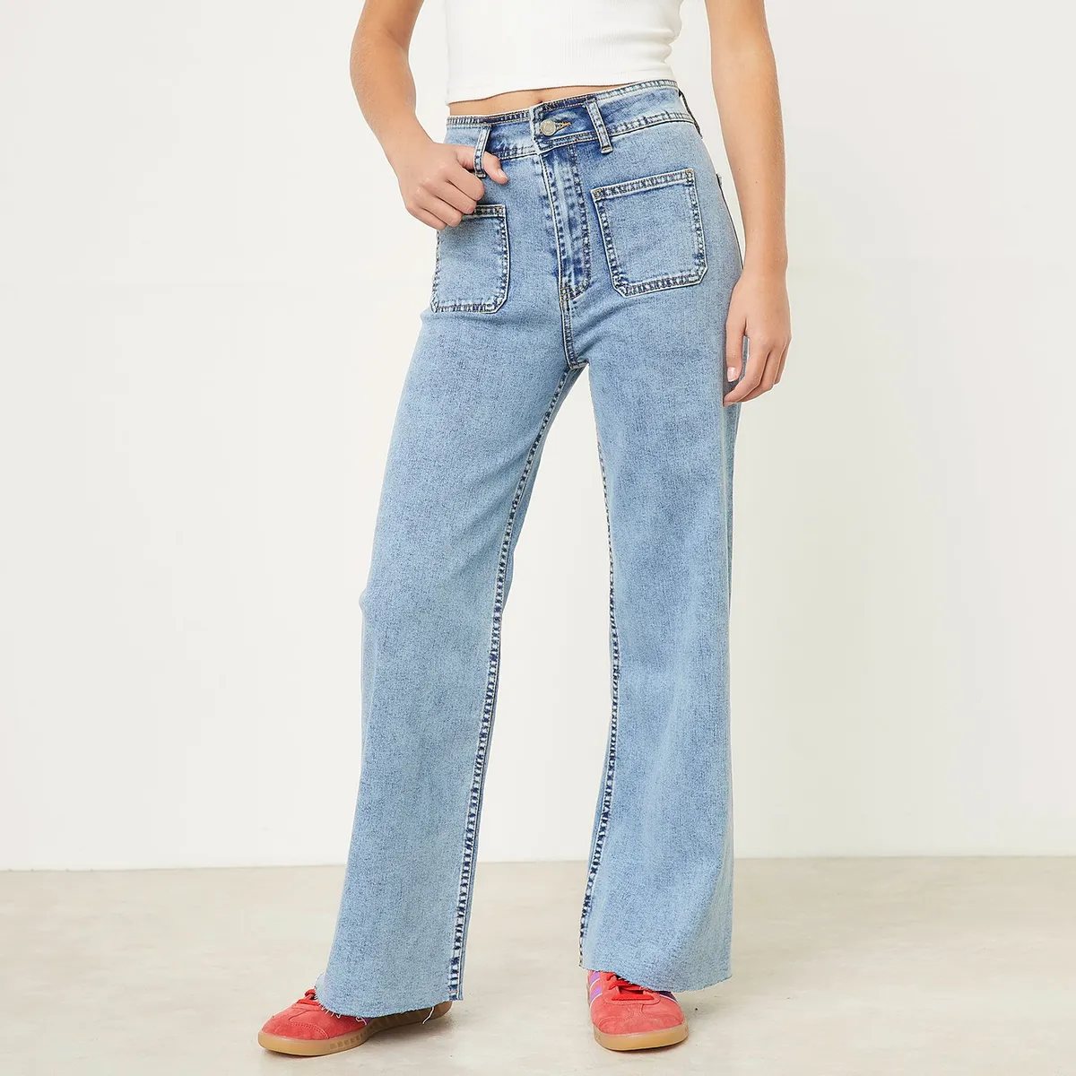 SYBILLA - Jeans Wide Leg Tiro Medio Mujer Sybilla
