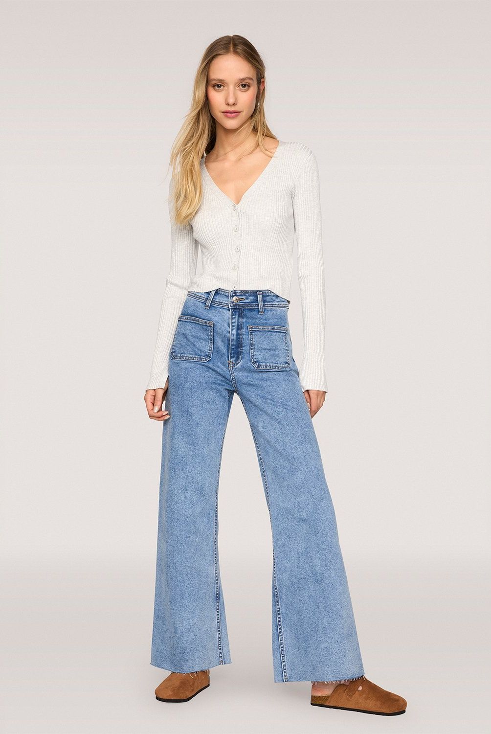 SYBILLA - Jeans Wide Leg Tiro Alto Mujer Sybilla Algodón Denim