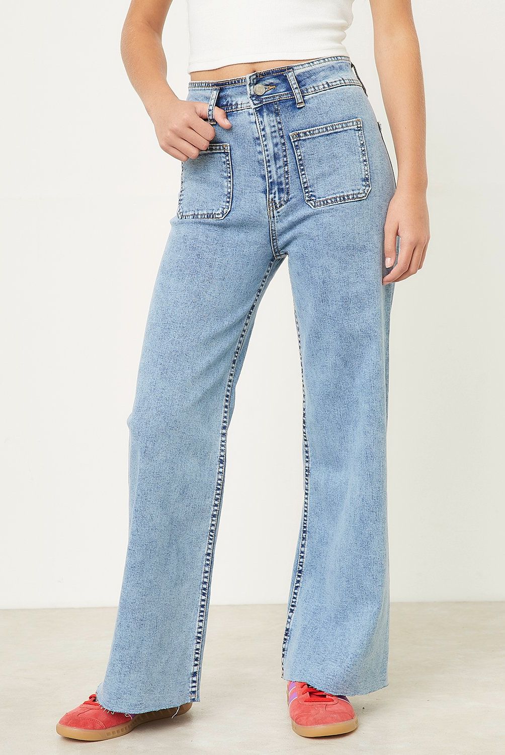 SYBILLA - Jeans Wide Leg Tiro Alto Mujer Sybilla Algodón Denim