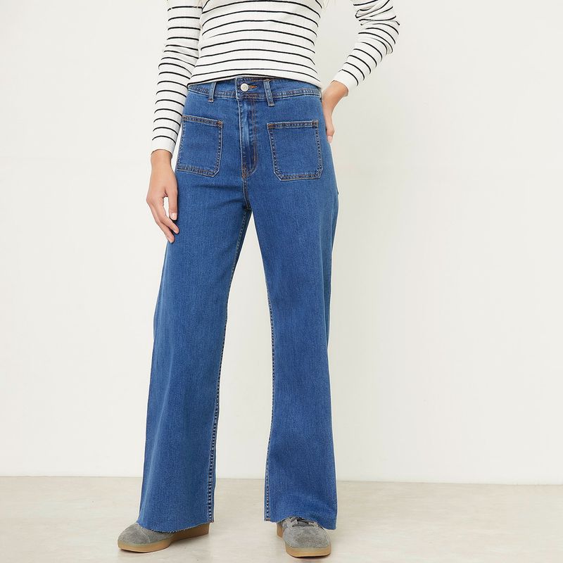 SYBILLA - Jeans Wide Leg Tiro Alto Mujer Sybilla Algodón Denim