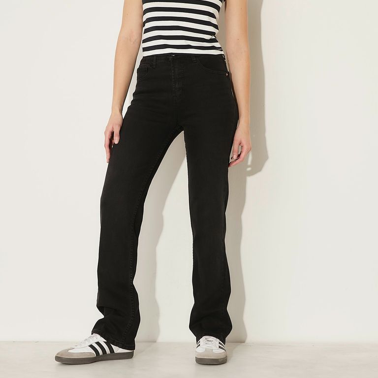 Jeans Straight Tiro Alto Mujer