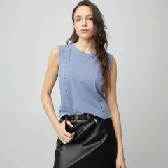 AMERICANINO - Polera Algodón Sin Mangas Mujer Estilo Casual