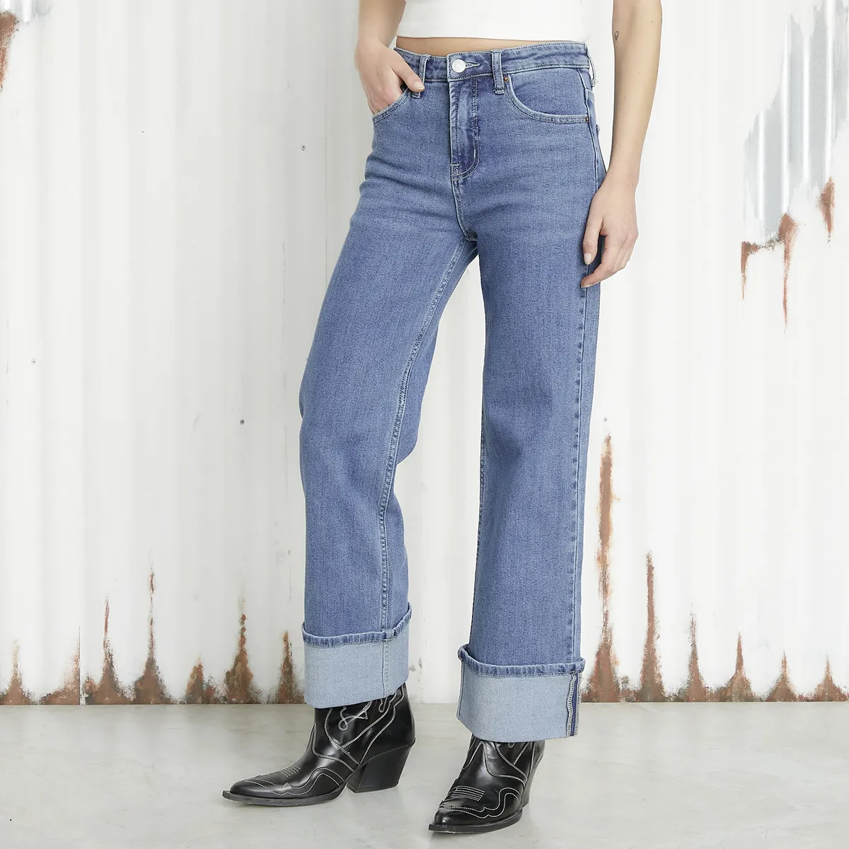 AMERICANINO - Jeans Wide Leg Tiro Medio Mujer Americanino