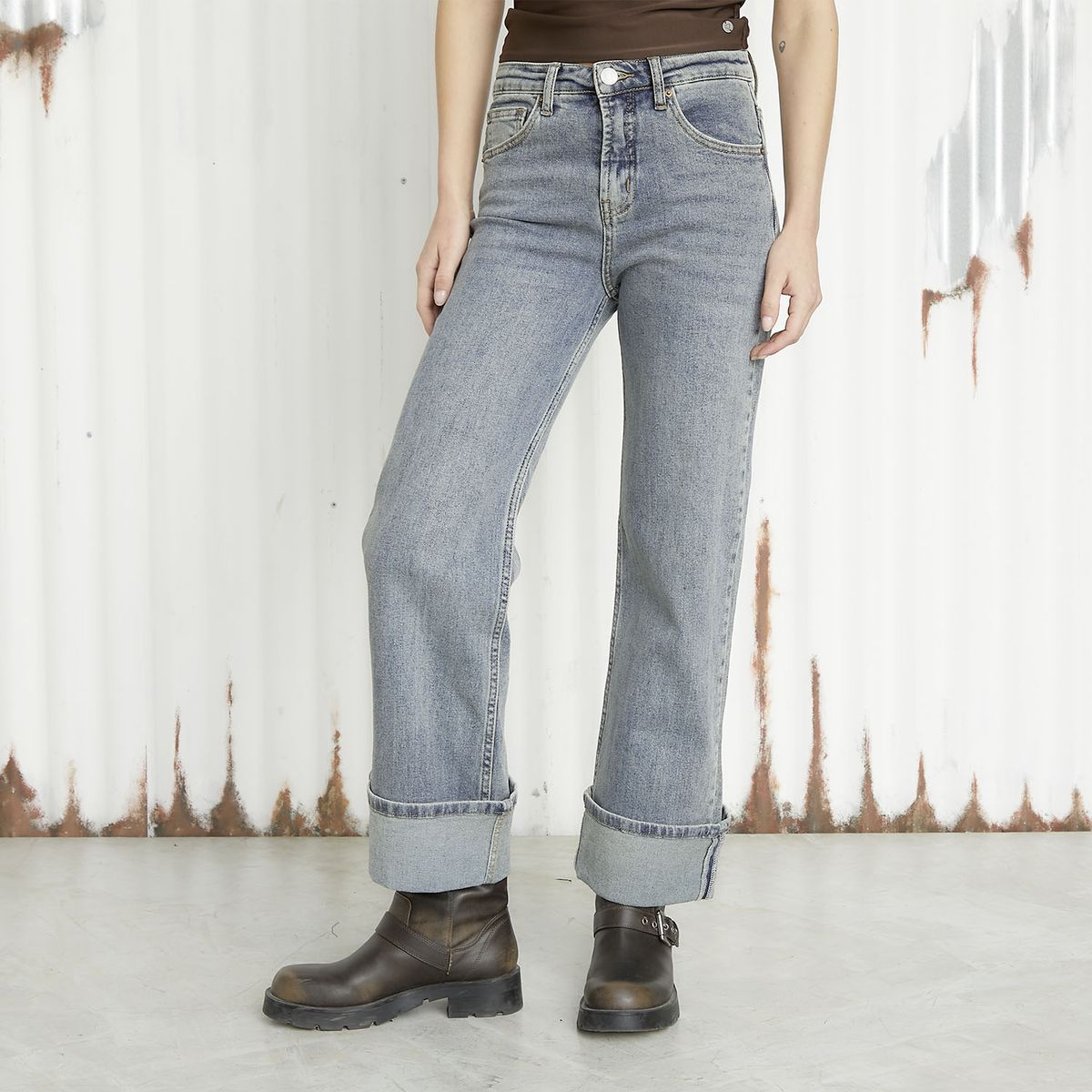 AMERICANINO - Jeans Wide Leg Tiro Medio Mujer Americanino