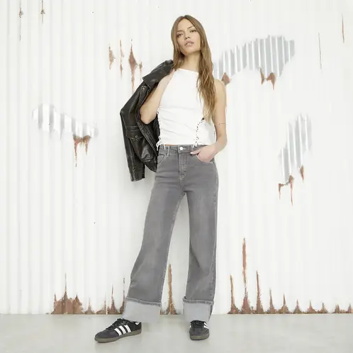 AMERICANINO - Jeans Wide Leg Tiro Alto Mujer