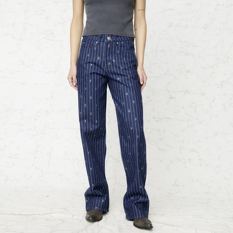 Jeans Straight Tiro Medio Mujer