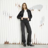 Jeans Wide Leg Tiro Medio Mujer