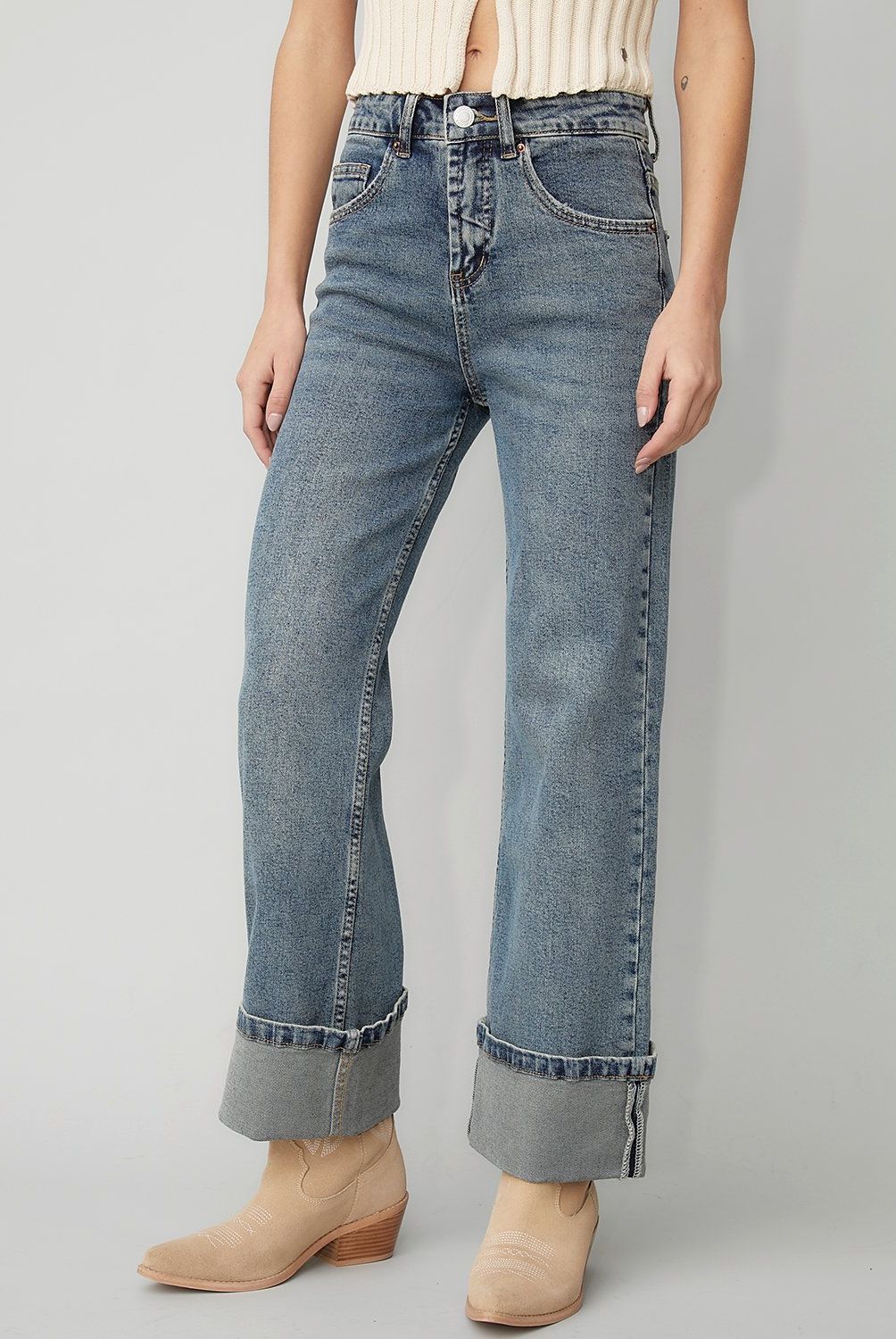 AMERICANINO - Jeans Wide Leg Tiro Alto Mujer Americanino
