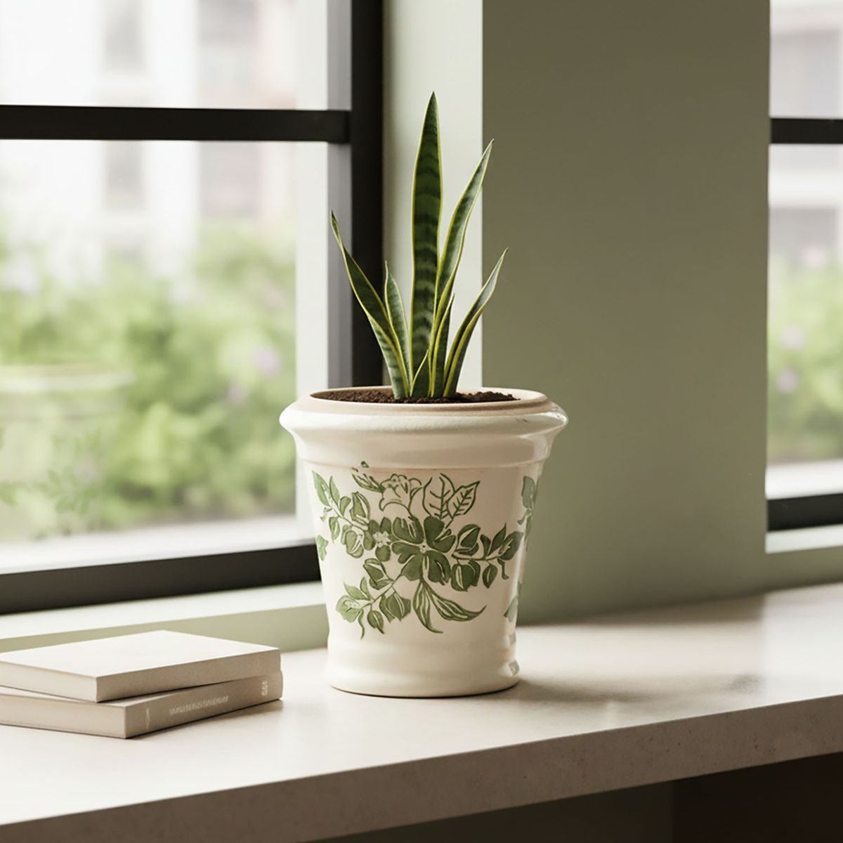 ROBERTA ALLEN - Macetero Cerámica con Flores Verder Decoración Roberta Allen