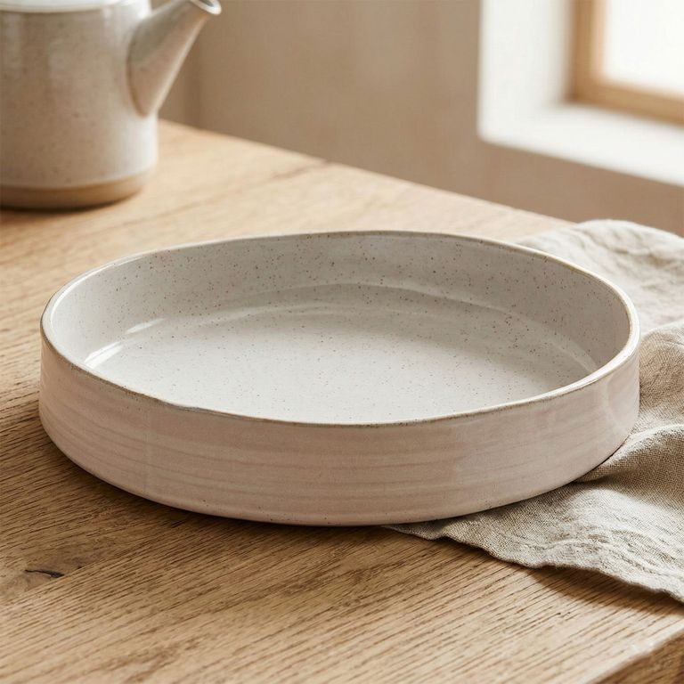 CASA CANTABRIA Plato Cerámica Beige Adorno Decorativo