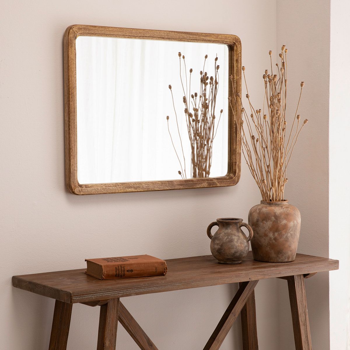 BASEMENT HOME - Espejo De Pared Marco Madera 80 cm Decorativo Basement Home