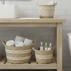 MICA - Set 3 Canastos Decorativos Rush Blanco