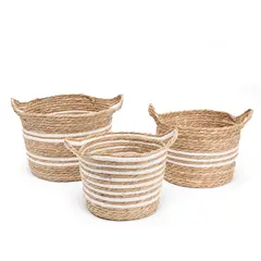 MICA - Canastos Rush Blanco Set3 21x28cm/ 18x/24cm/17x21cm