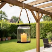 Fanal Vidrio 18 Cm Cuerda Adorno Decorativo