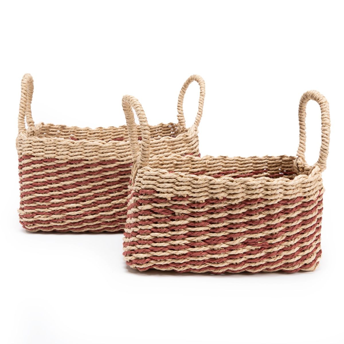 MICA - Set 2 Canastos Bicolor 30X20X15Cm/26X16X13Cm Decorativo Organizadores Mica