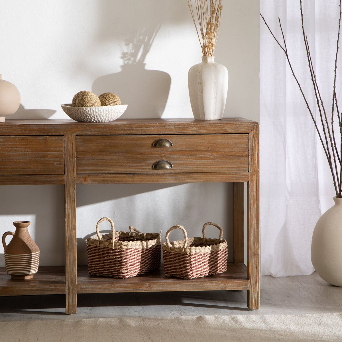 MICA - Set 2 Canastos Bicolor 30X20X15Cm/26X16X13Cm Decorativo Organizadores Mica