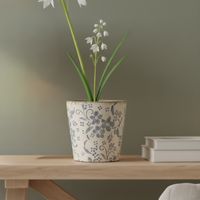 Macetero 13 Cm Flores Azul