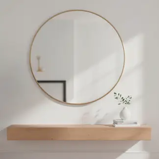 BASEMENT HOME - Espejo De Pared Redondo Marco Metálico Decorativo