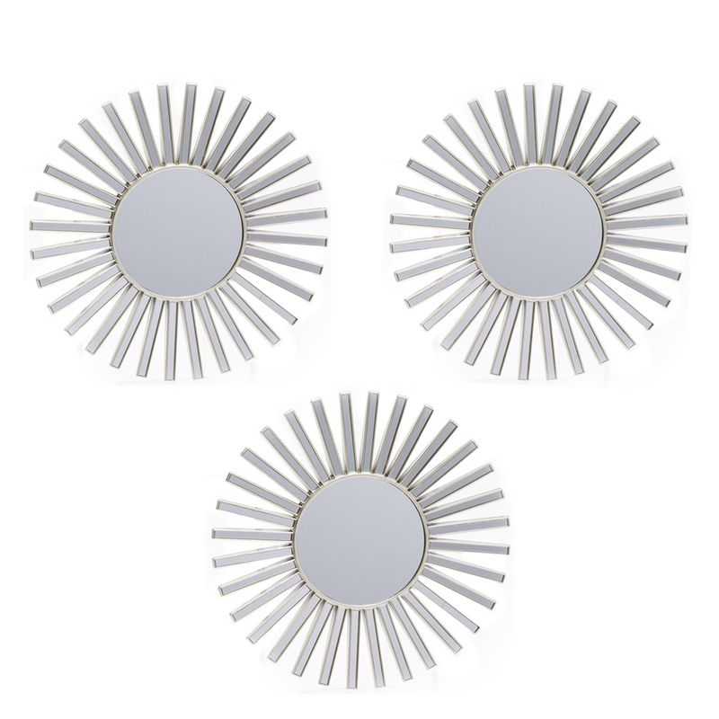 MICA - Set 3 Espejos Sol Plateado 25 Cm Mica