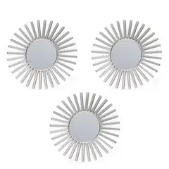 MICA - Set 3 Espejos Sol Plateado 25 Cm