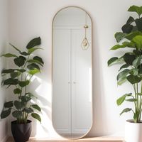 Espejo Ovalado Con Marco Metálico Negro 40X130 Cm