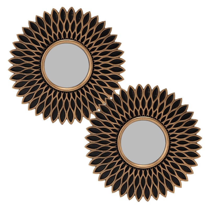 MICA - Set de 2 Espejos de Pared Mica Decorativos Irregulares Negros