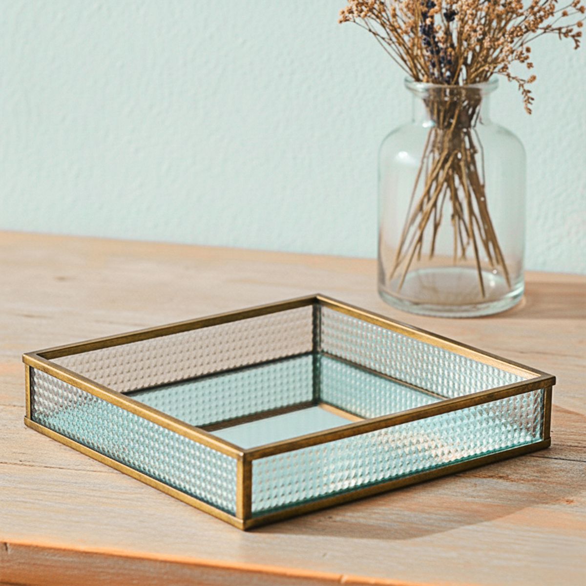 ROBERTA ALLEN - Caja Decorativa Adorno Vidrio Joyero Dorado 20 Cm Roberta Allen