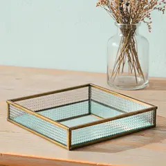 ROBERTA ALLEN - Caja Decorativa Adorno Vidrio Joyero Dorado 20 Cm