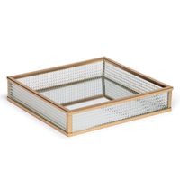 Caja Decorativa Adorno Vidrio Joyero Dorado 20 Cm