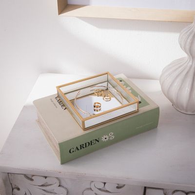 Imagen 2 del producto Caja Decorativa Adorno Vidrio Joyero Dorado 20 Cm