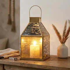 CASA CANTABRIA - Farol Dorado 15X25 Cm Adorno Decorativo